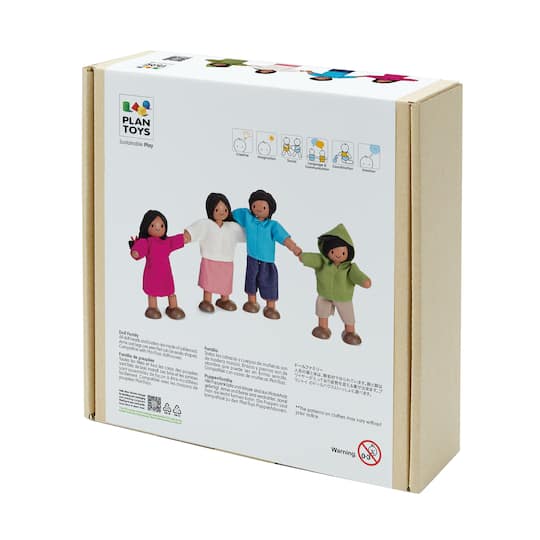 PlanToys Medium Skin Tone Wood Doll Family Set
